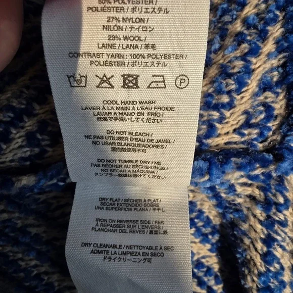 Charli Oversized Blue Chenille Stripe Turtleneck Sweater Womens Oversized Large‎ - Picture 7 of 7